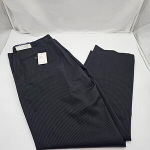 Stafford Signature NWT Mens Black Pinstripe Wool Pants Size 42X32 Classic Fit